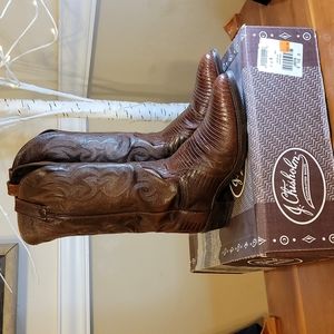 Men's J. Chisholm Antique Tan Genuine Lizard Cowboy Western Boots 9 1/2 D